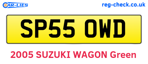 SP55OWD are the vehicle registration plates.