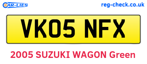VK05NFX are the vehicle registration plates.