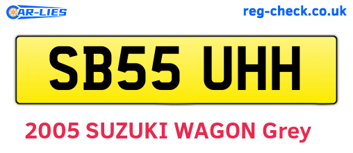 SB55UHH are the vehicle registration plates.