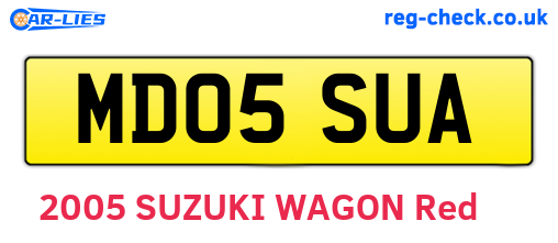 MD05SUA are the vehicle registration plates.