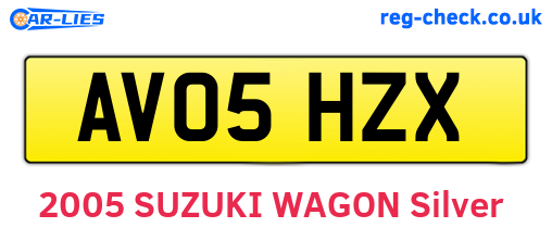AV05HZX are the vehicle registration plates.