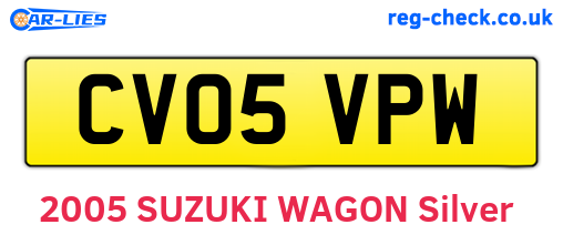 CV05VPW are the vehicle registration plates.