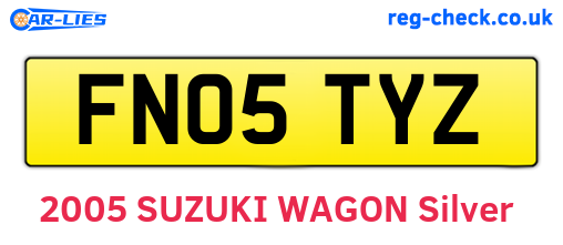 FN05TYZ are the vehicle registration plates.