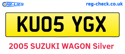 KU05YGX are the vehicle registration plates.