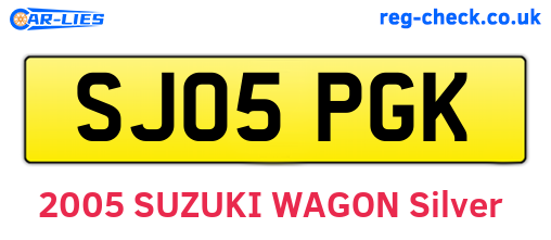 SJ05PGK are the vehicle registration plates.