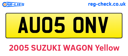 AU05ONV are the vehicle registration plates.