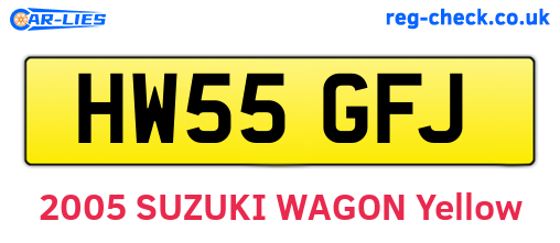 HW55GFJ are the vehicle registration plates.