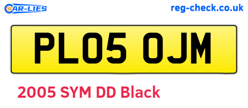 PL05OJM are the vehicle registration plates.