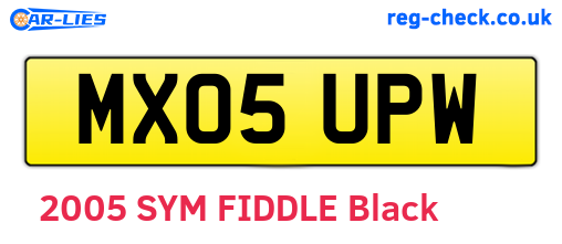 MX05UPW are the vehicle registration plates.