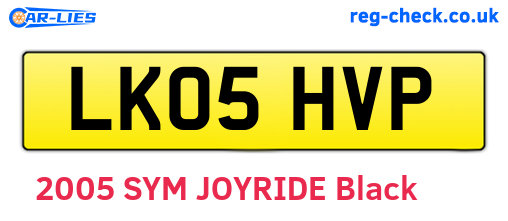 LK05HVP are the vehicle registration plates.