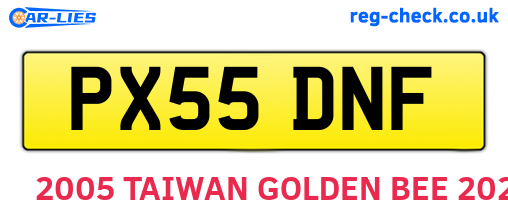 PX55DNF are the vehicle registration plates.