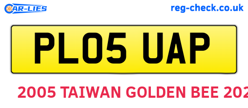 PL05UAP are the vehicle registration plates.