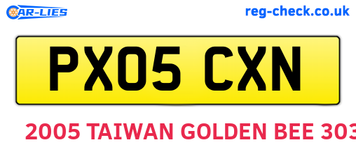 PX05CXN are the vehicle registration plates.