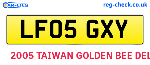 LF05GXY are the vehicle registration plates.