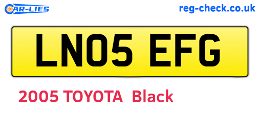 LN05EFG are the vehicle registration plates.