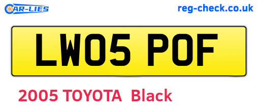 LW05POF are the vehicle registration plates.