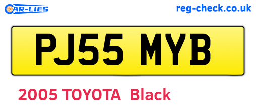 PJ55MYB are the vehicle registration plates.