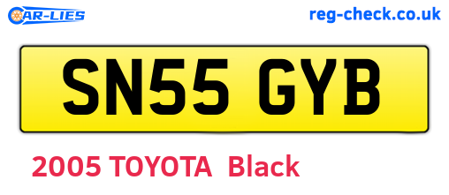 SN55GYB are the vehicle registration plates.