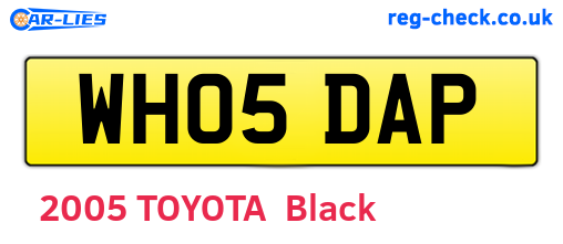 WH05DAP are the vehicle registration plates.
