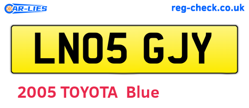 LN05GJY are the vehicle registration plates.