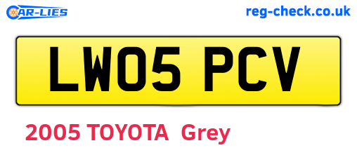 LW05PCV are the vehicle registration plates.