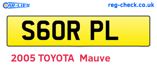 S60RPL are the vehicle registration plates.