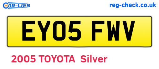 EY05FWV are the vehicle registration plates.