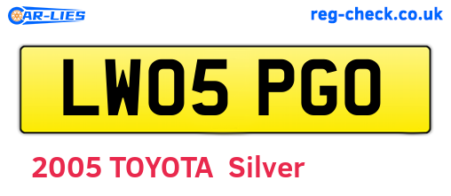 LW05PGO are the vehicle registration plates.