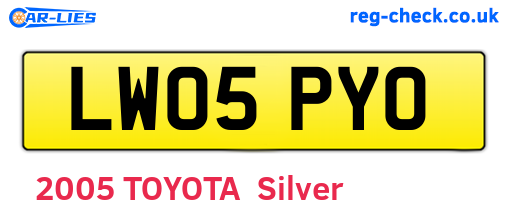 LW05PYO are the vehicle registration plates.