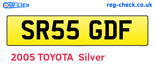 SR55GDF are the vehicle registration plates.
