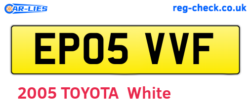 EP05VVF are the vehicle registration plates.