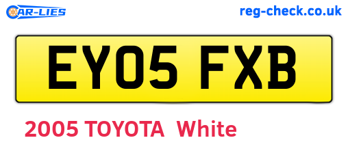 EY05FXB are the vehicle registration plates.