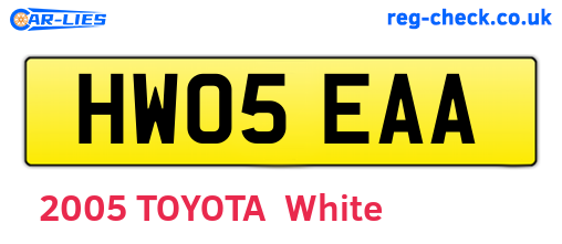 HW05EAA are the vehicle registration plates.
