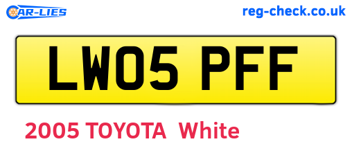 LW05PFF are the vehicle registration plates.