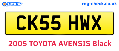 CK55HWX are the vehicle registration plates.