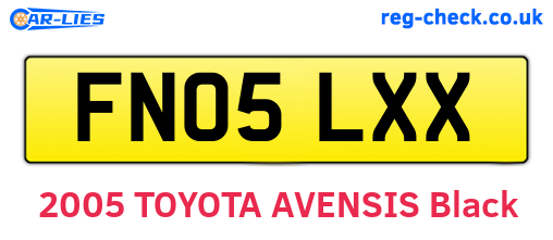FN05LXX are the vehicle registration plates.