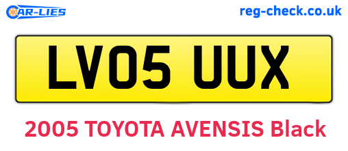 LV05UUX are the vehicle registration plates.