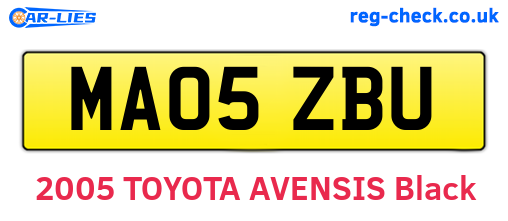 MA05ZBU are the vehicle registration plates.