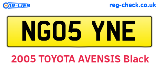 NG05YNE are the vehicle registration plates.