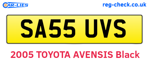 SA55UVS are the vehicle registration plates.