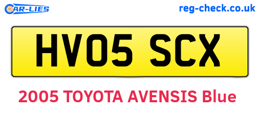 HV05SCX are the vehicle registration plates.