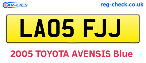 LA05FJJ are the vehicle registration plates.