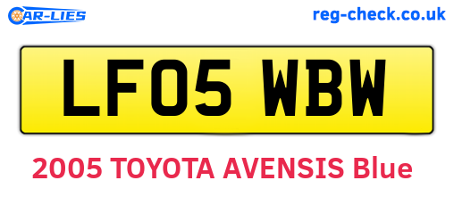 LF05WBW are the vehicle registration plates.