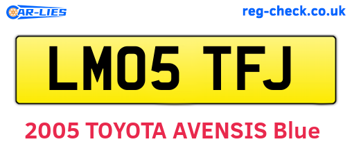 LM05TFJ are the vehicle registration plates.