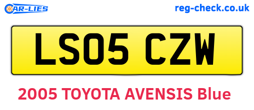 LS05CZW are the vehicle registration plates.