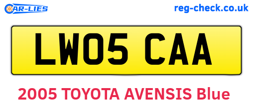 LW05CAA are the vehicle registration plates.