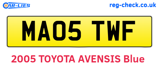 MA05TWF are the vehicle registration plates.
