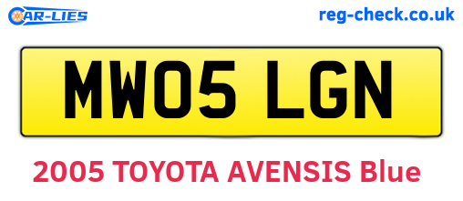 MW05LGN are the vehicle registration plates.