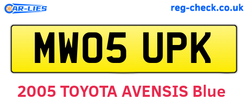 MW05UPK are the vehicle registration plates.