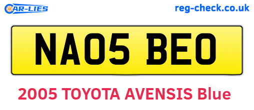 NA05BEO are the vehicle registration plates.